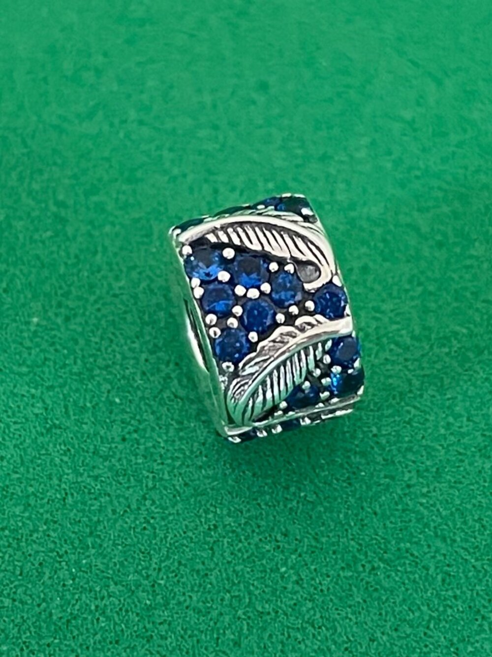 Authentic Pandora Curved Feather & Pavé Clip Charm